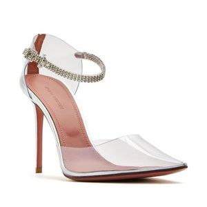 Amina Muaddi Ursina Crystal Strap Clear Pump in PVC Transparent 37.5